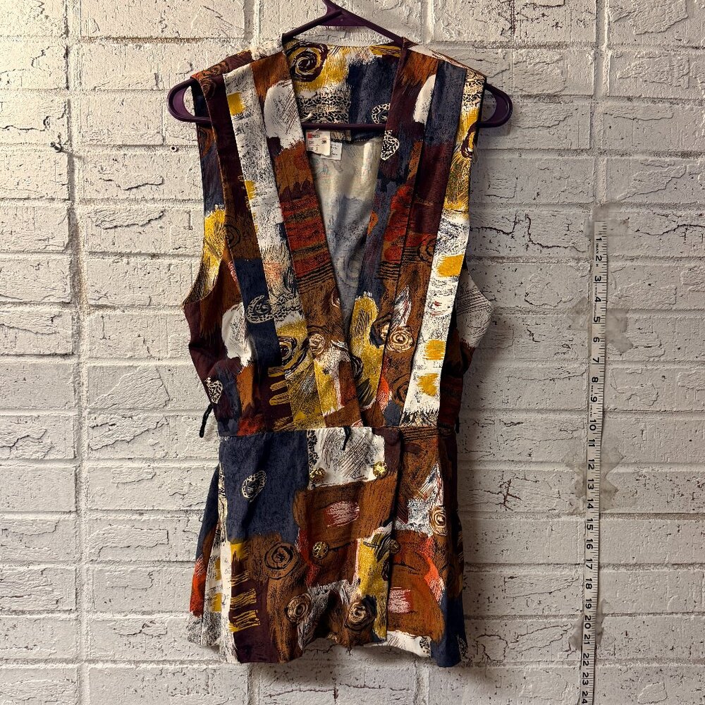 ✨ Vintage Abstract Print Sleeveless Top | Size 12 | 90s Artwear Vibes ✨